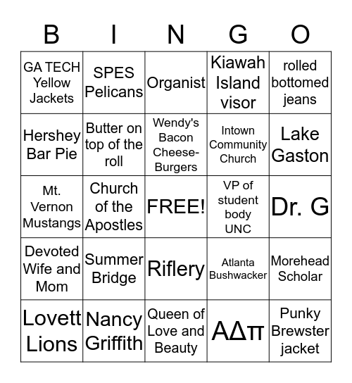 AMELIA BINGO Card