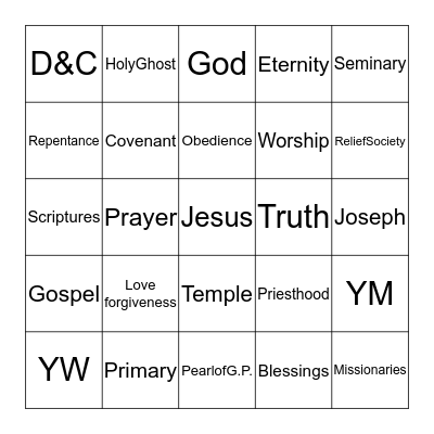 Gospel Bingo Card