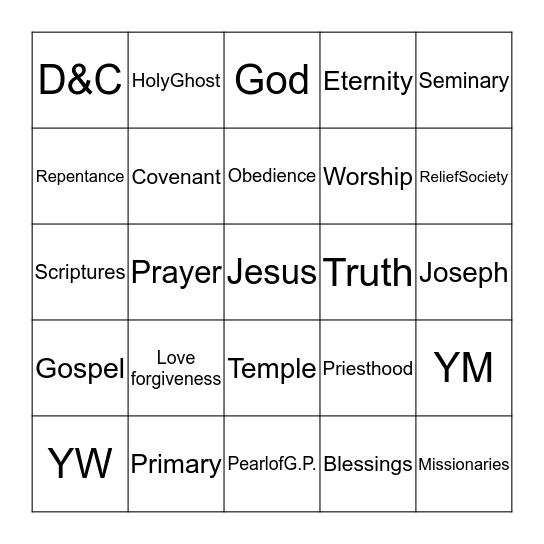Gospel Bingo Card