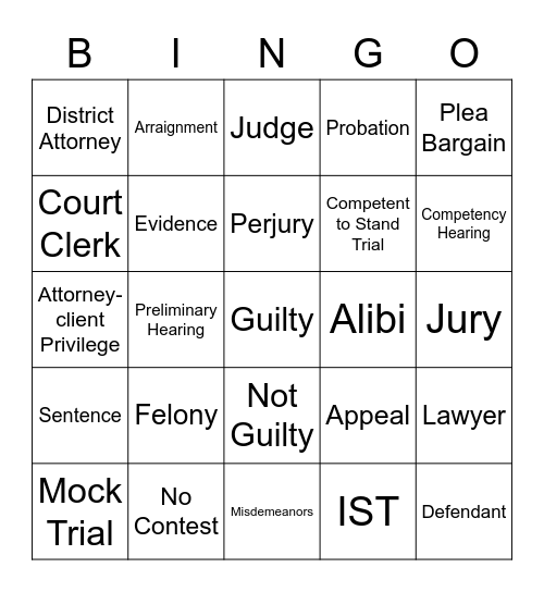 Competency Bingo Card