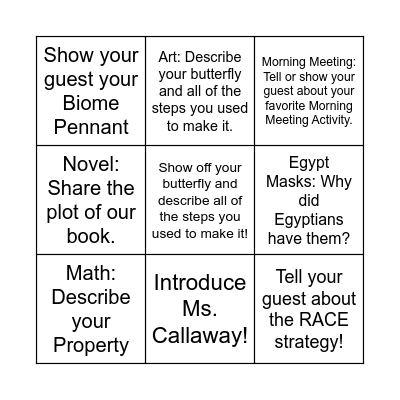 Open House Bingo/Scavenger Hunt Bingo Card