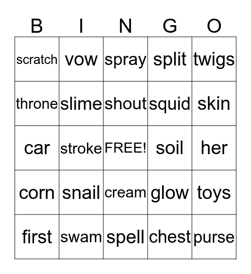 SPECIAL SOUNDS BINGO Card