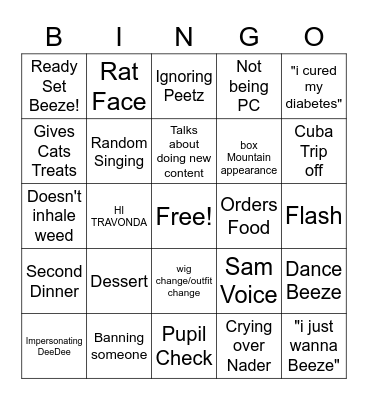 Foodie Bday Bingo Card