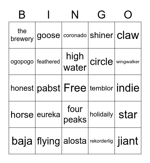 LA Beerfest 2022 Bingo Card