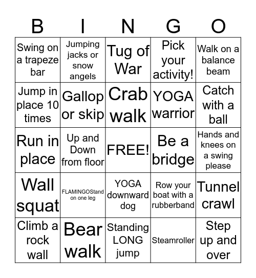 STRONG KIDS BINGO Card