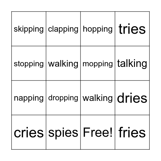 Endings Bingo Card