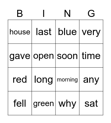 Lemon words bingo Card