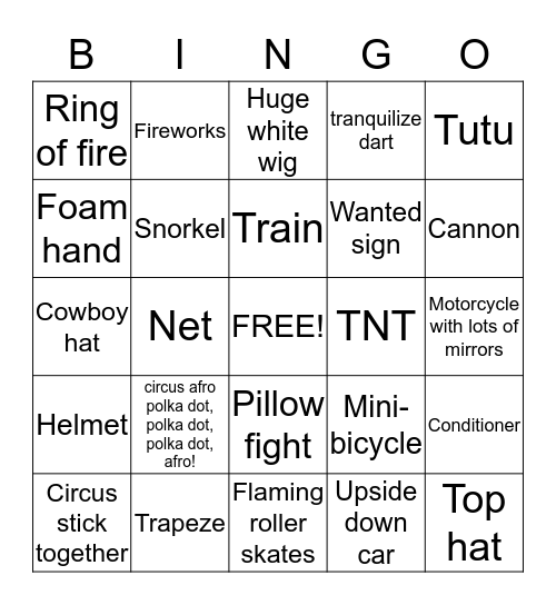 Madagascar 3 Bingo Card