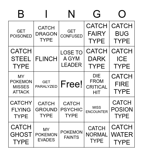 Nuzlocke Bingo Card