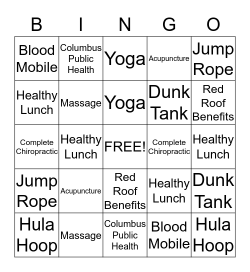 Health & Wellness Fair Bingo - Name________ Bingo Card