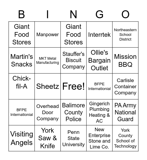 Job Fair Bingo Name:_________________ Bingo Card