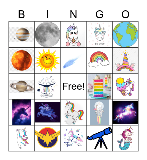 Space Unicorn Bingo Card