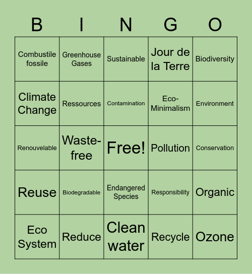 Eco Week Bingo Card
