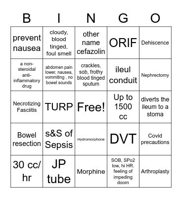 8 North Bingo Card
