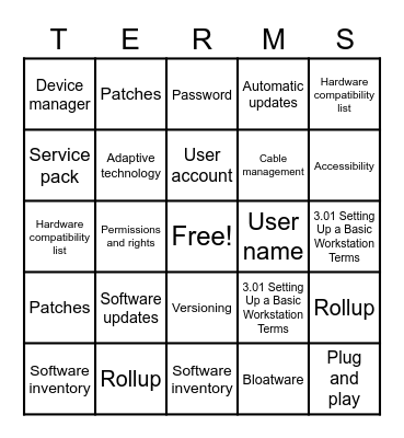 Basic Workstation Terms Bingo Card