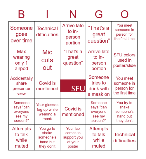 BPK Research Day Bingo Card