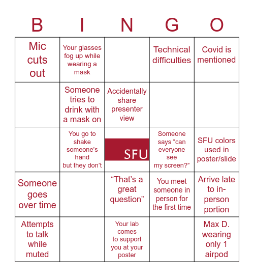 BPK Research Day Bingo Card