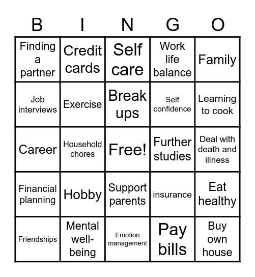 Adulting Bingo Card