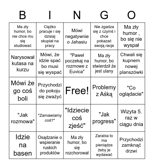 Bingo Stolorza Bingo Card