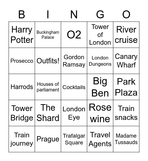 Prague/London 2022 Bingo Card