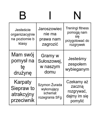 Kasprzyk bingo Card