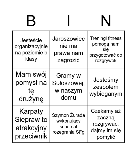 Kasprzyk bingo Card