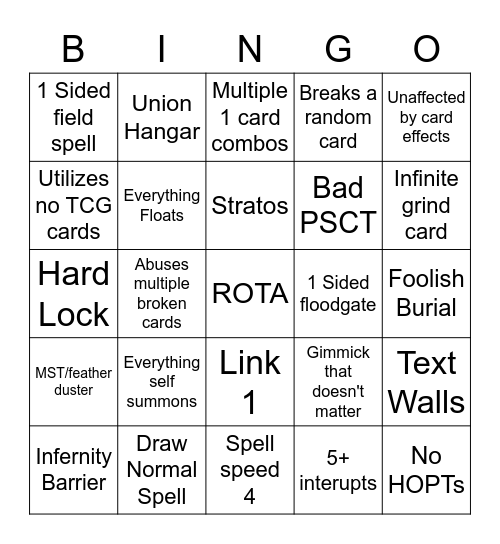 Custom Card Cringe Bingo Card