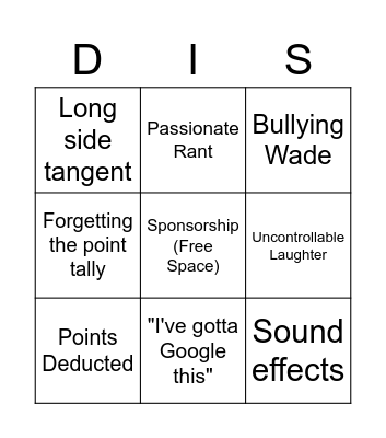 Distractible Bingo Card