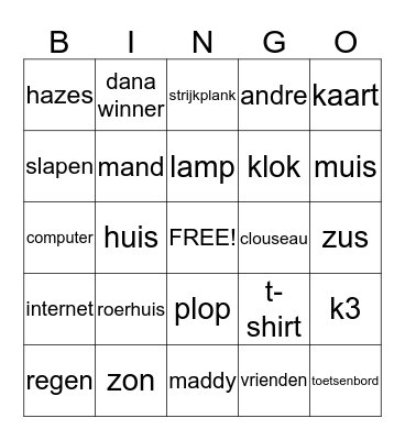 Bingo Roerhuis Bingo Card