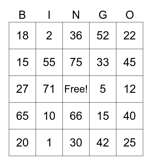 PUNYA AMOI Bingo Card
