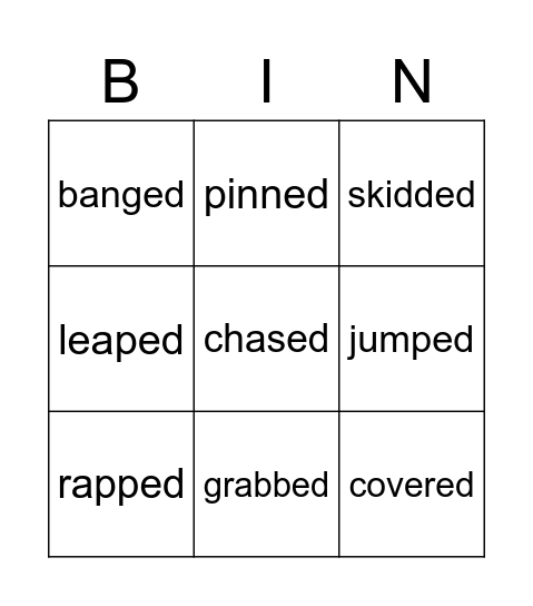 A Dog Named Dad -ED Endings Bingo Card