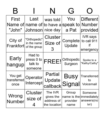 Talisman Bingo Card