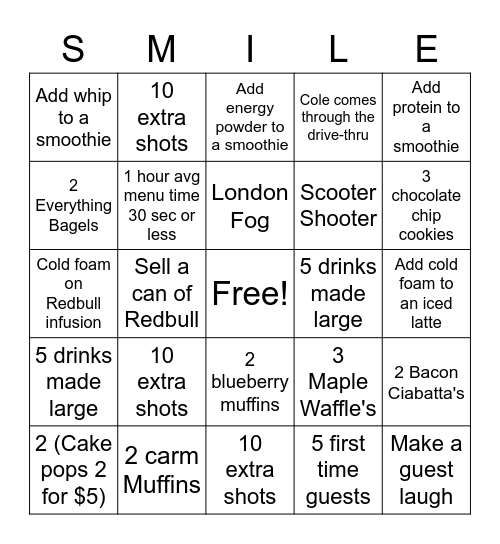 Scooter's Bingo Card