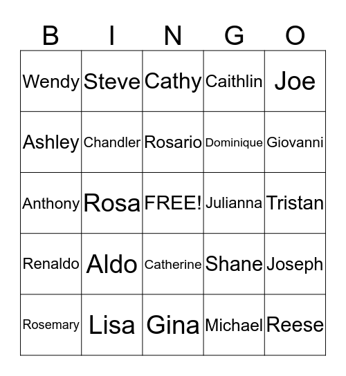 FAMILY BINGO Card