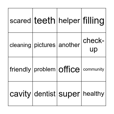 Dentist Bingo Card