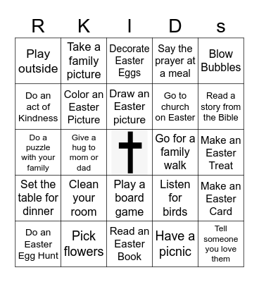 R-Kids April Bingo Toddler/Preschool Bingo Card