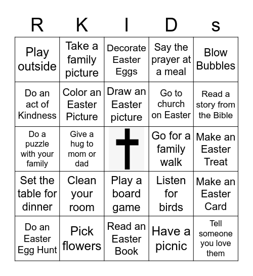 R-Kids April Bingo Toddler/Preschool Bingo Card