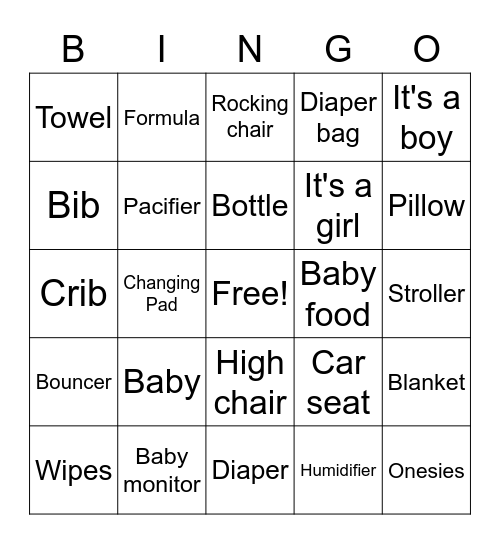 baby Bingo Card