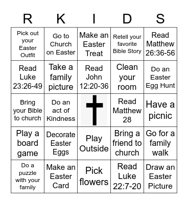 R-Kids April Bingo 4th and 5th Grade Bingo Card