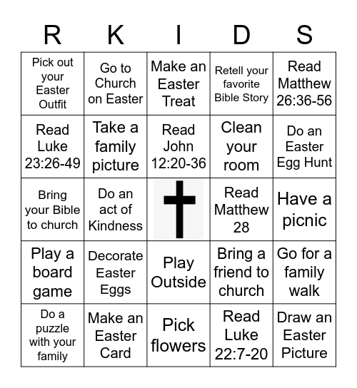 R-Kids April Bingo 4th and 5th Grade Bingo Card