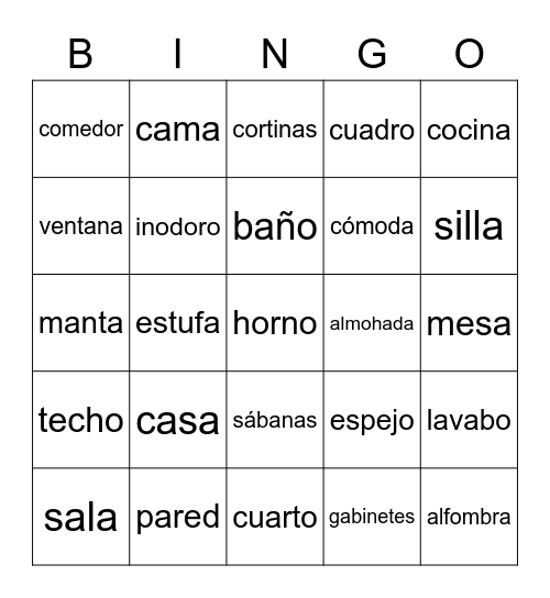 La Casa Bingo Card