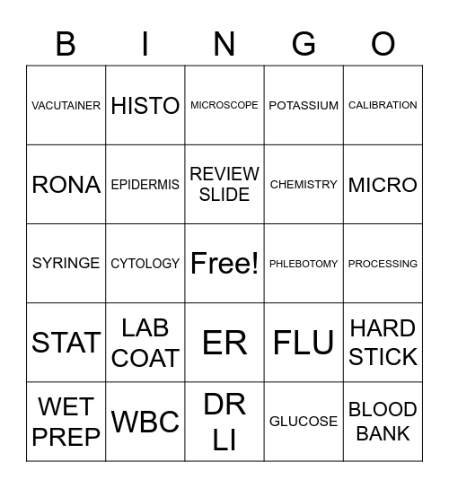 RRMC LAB BINGO Card