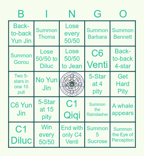 Venti Summons Bingo Card