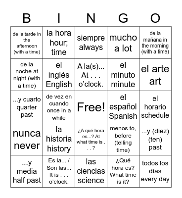Unit 2 Lesson 1 Bingo Card
