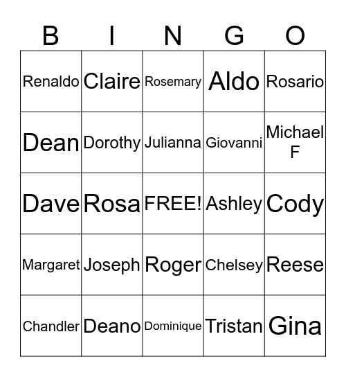 FAMILY BINGO Card