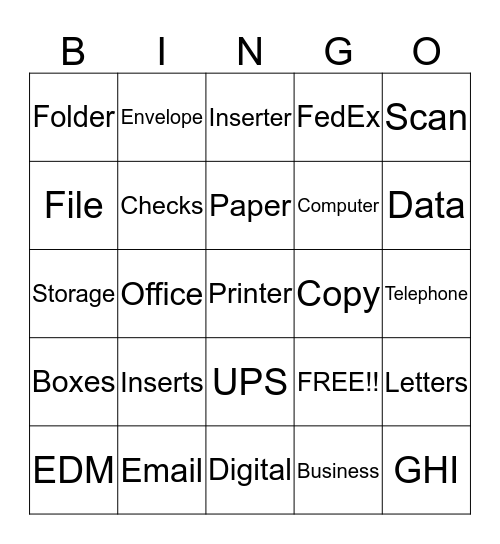 EDM  Bingo Card