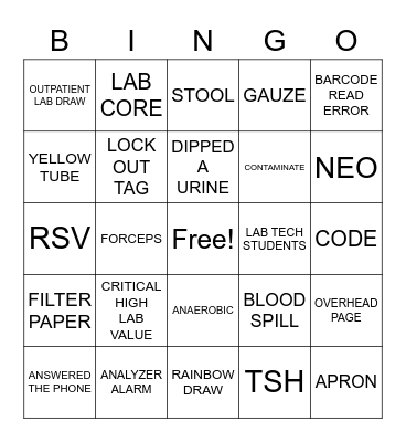 RRMC LAB Bingo Card