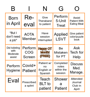 OT Month Bingo! Bingo Card