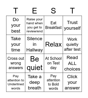 Testing Bingo Card