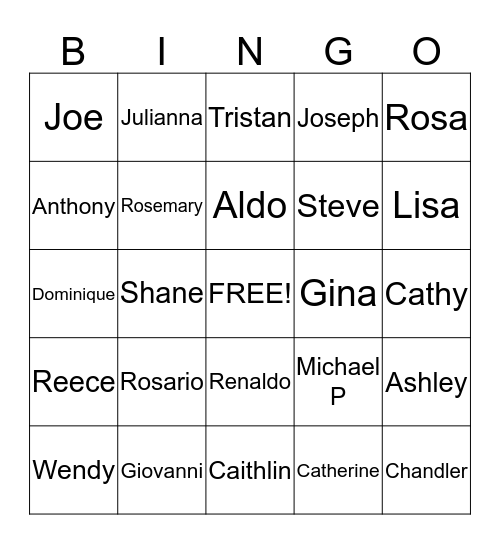 FAMILY BINGO Card